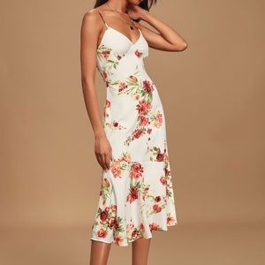 Lulu’s Summer Lovin’ White Floral Print Sleeveless MIDI Dress